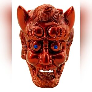 Red Demon Mask with Blue Eyes